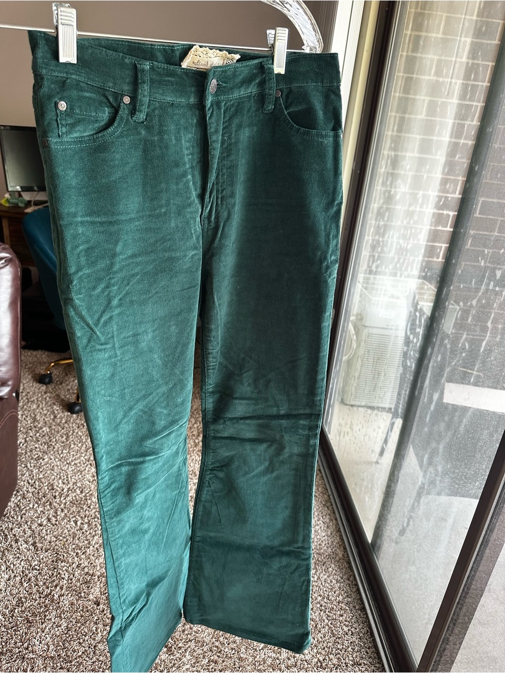 Women’s Dark Green Corduroy Flare Jeans